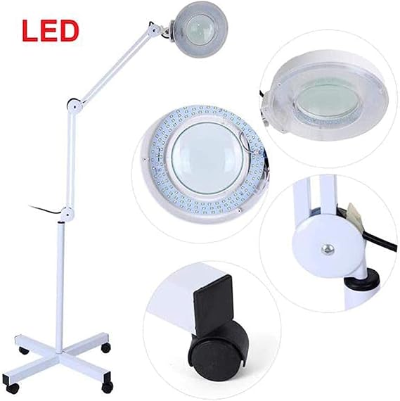 CRODY Magnifiers, 5X-8X Magnifier Lamp,Floor Lamp, Magnifying Glass, Foldable Swivel, Height Adjustable for Beauty Manicure Tattoo Skiare Equipment Gift of Love studio view 1