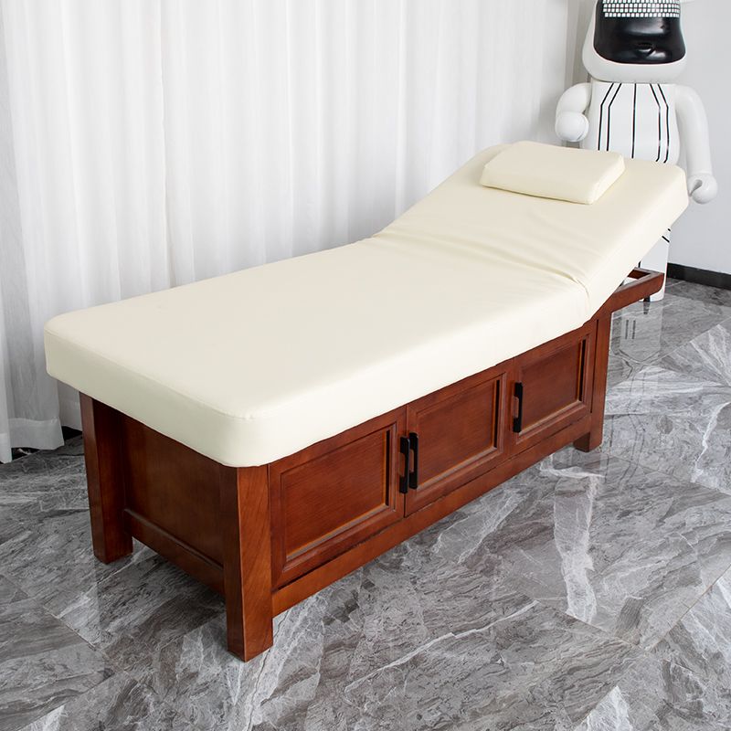 Fixed Height Rectangle Wooden Trestle Base Spa Massage Bed - View 1 - Tessla Equipment Store