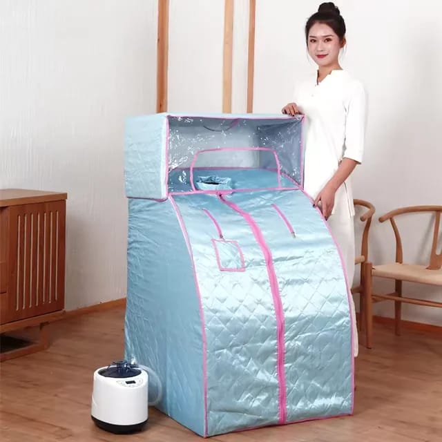Personal Indoor Portable Steam Spa Sauna Tent (Light Blue Quilted) - View 1 - Tessla Equipment Store